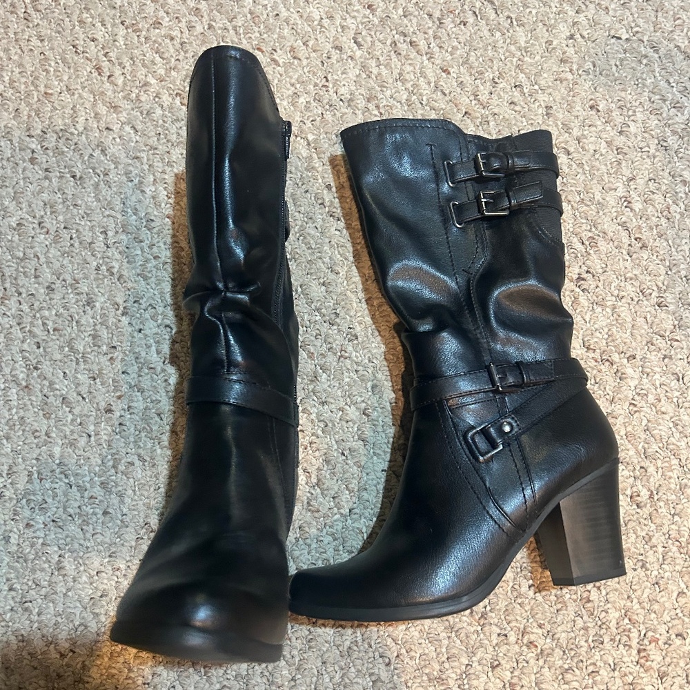 Black Faux Leather Boots